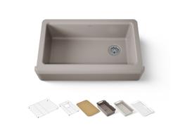 Kohler Riverby 35-3/4'' undermount single-bowl farmhouse workstation kitchen sink - Truffle - image 1