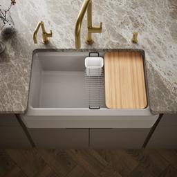 Kohler Riverby 35-3/4'' undermount single-bowl farmhouse workstation kitchen sink - Truffle - image 2