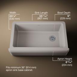 Kohler Riverby 35-3/4'' undermount single-bowl farmhouse workstation kitchen sink - Truffle - image 3