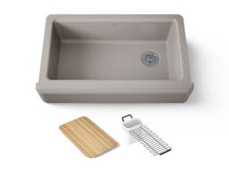 Kohler Riverby 35-3/4'' undermount single-bowl farmhouse workstation kitchen sink - Truffle - image 1