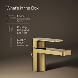 Kohler Parallel Low single-handle bathroom sink faucet, 1.2 gpm - Vibrant Brushed Moderne Brass - image 2