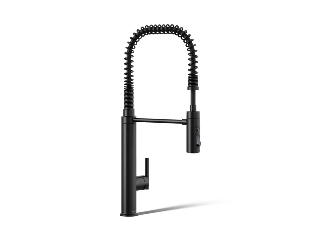 Kohler Purist Semi-professional kitchen sink faucet with three-function sprayhead - Matte Black by Kohler