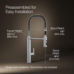 Kohler Purist Semi-professional kitchen sink faucet with three-function sprayhead - Polished Chrome - image 3