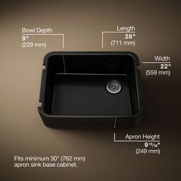 Kohler Ironridge 28 in. Undermount Single-Bowl Farmhouse Kitchen Sink - Black - image 3