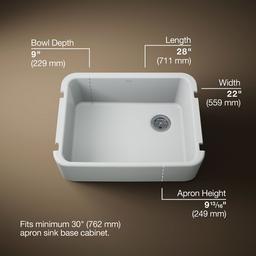 Kohler Ironridge 28 in. Undermount Single-Bowl Farmhouse Kitchen Sink - Ice Grey - image 3