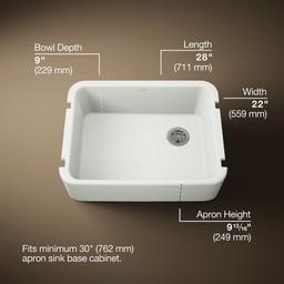 Kohler Ironridge 28 in. Undermount Single-Bowl Farmhouse Kitchen Sink - Dune - image 3
