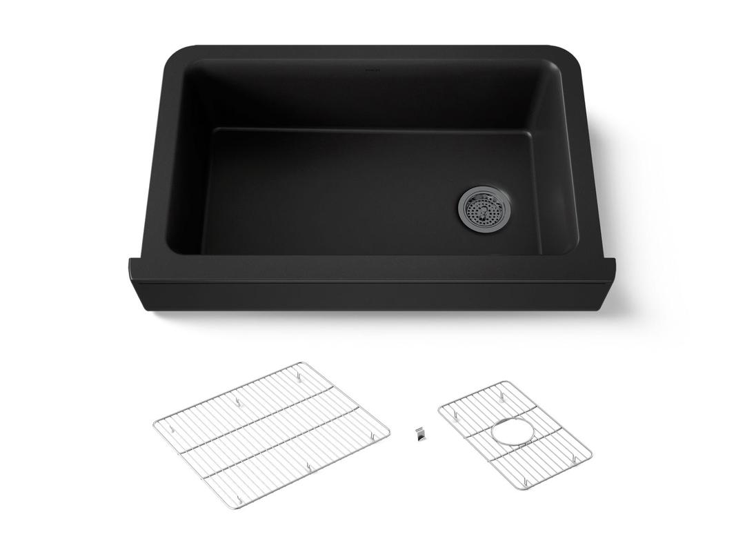 Kohler Cairn Undermount single-bowl farmhouse kitchen sink - Matte Black by Kohler