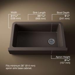 Kohler Cairn Undermount single-bowl farmhouse kitchen sink - Matte Brown - image 3