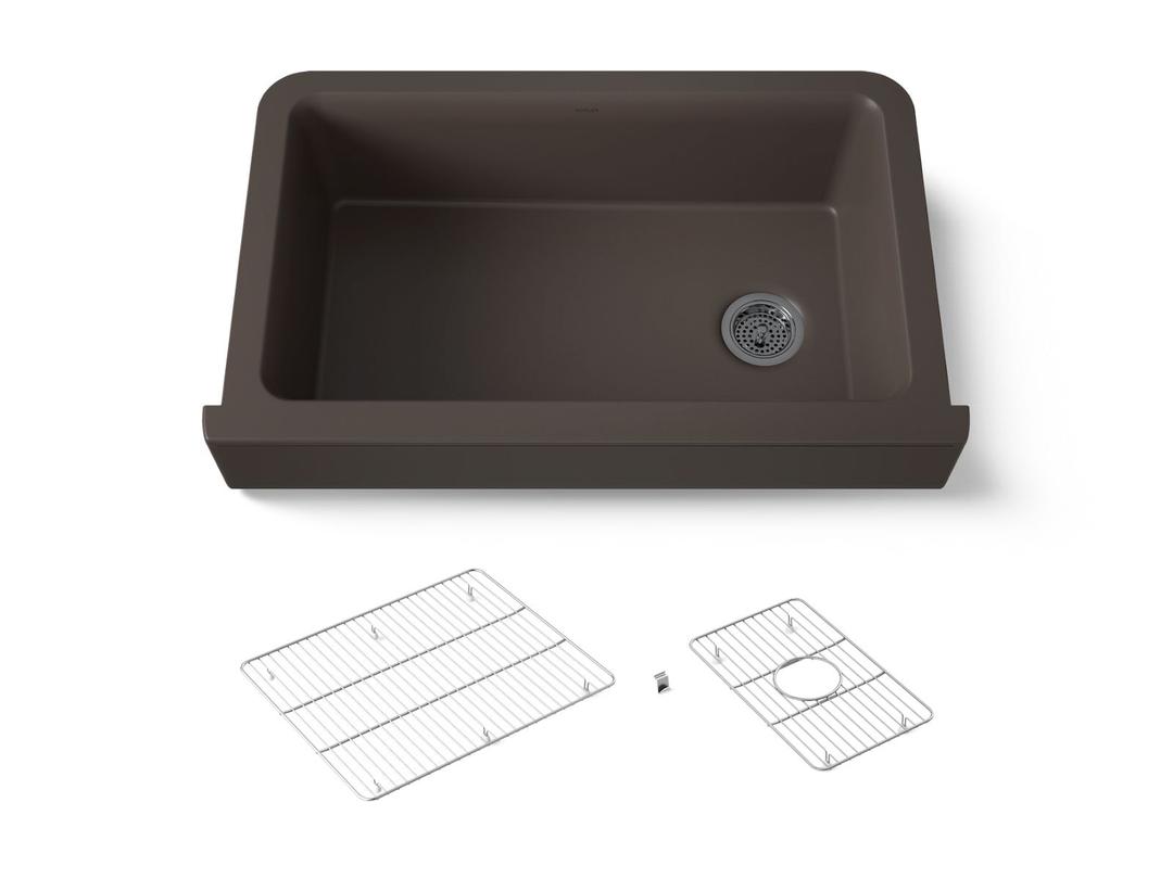 Kohler Cairn Undermount single-bowl farmhouse kitchen sink - Matte Brown by Kohler