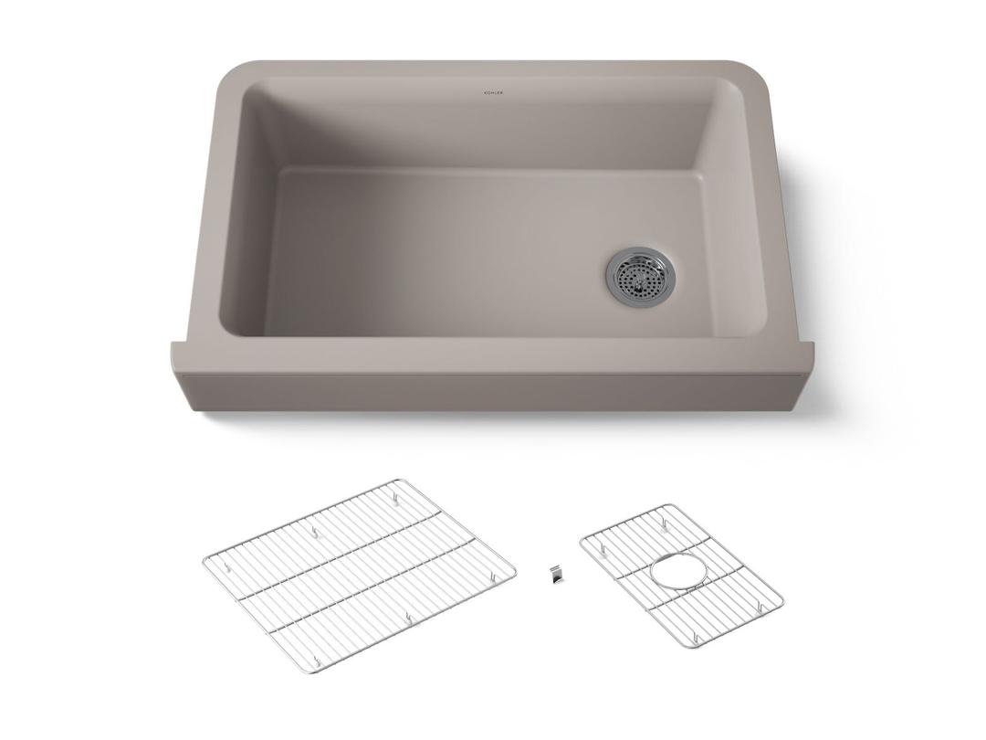 Kohler Cairn Undermount single-bowl farmhouse kitchen sink - Matte Taupe by Kohler
