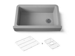 Kohler Cairn Undermount single-bowl farmhouse kitchen sink - Matte Grey - image 1