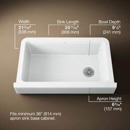 Kohler Cairn Undermount single-bowl farmhouse kitchen sink - Matte White - image 3