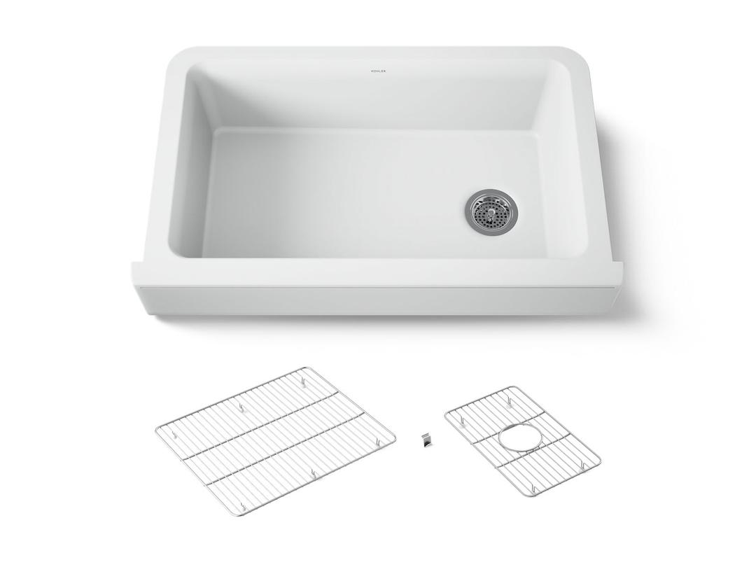 Kohler Cairn Undermount single-bowl farmhouse kitchen sink - Matte White by Kohler