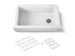 Kohler Cairn Undermount single-bowl farmhouse kitchen sink - Matte White - image 1