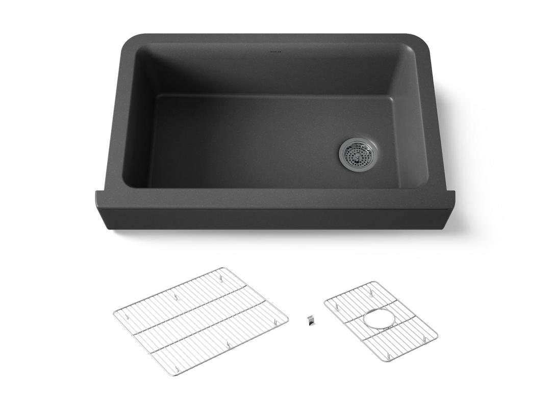 Kohler Cairn Undermount single-bowl farmhouse kitchen sink - Matte Graphite by Kohler