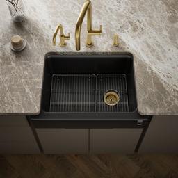 Kohler Cairn 29-3/4'' undermount single-bowl farmhouse kitchen sink with short apron - Matte Black - image 2