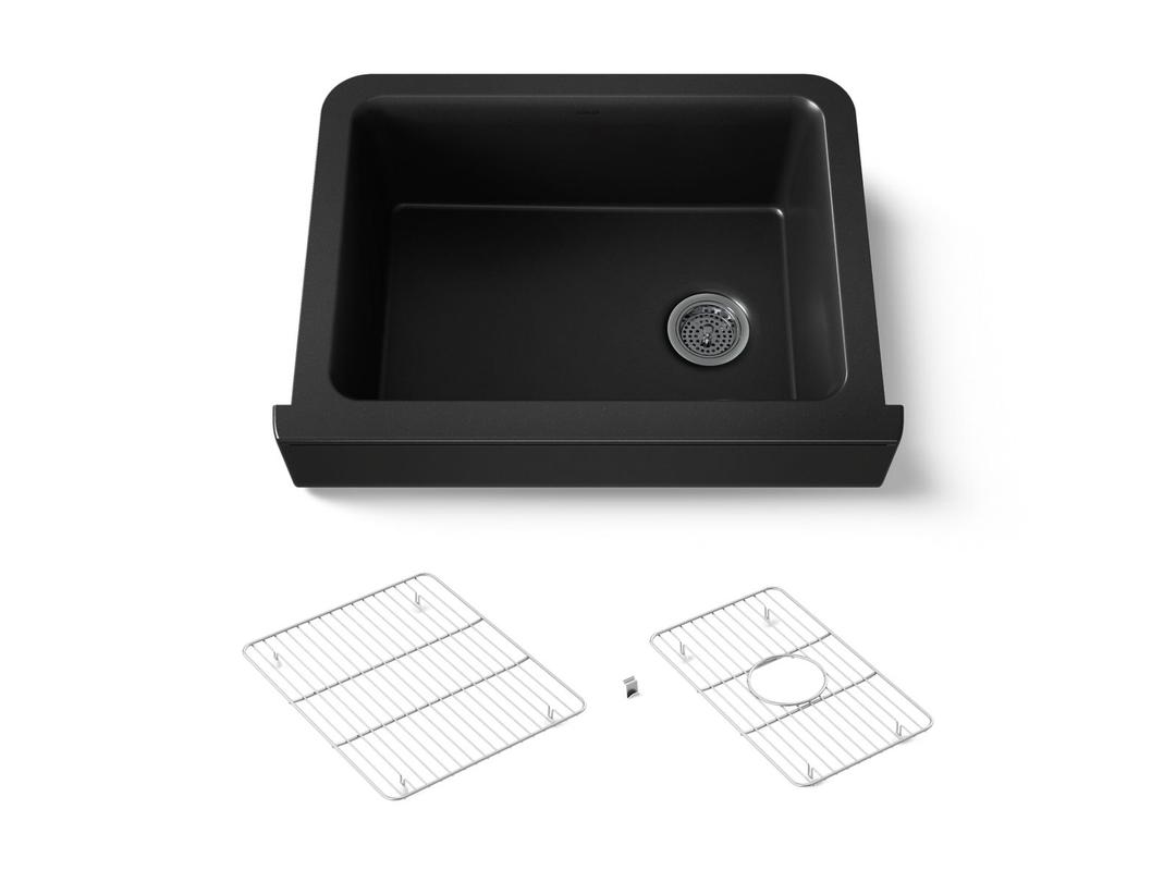 Kohler Cairn 29-3/4'' undermount single-bowl farmhouse kitchen sink with short apron - Matte Black by Kohler