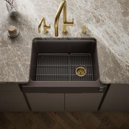 Kohler Cairn 29-3/4'' undermount single-bowl farmhouse kitchen sink with short apron - Matte Brown - image 2