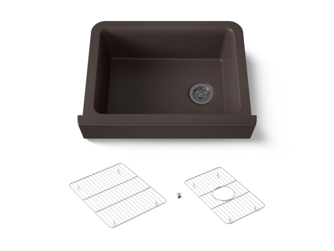 Kohler Cairn 29-3/4'' undermount single-bowl farmhouse kitchen sink with short apron - Matte Brown by Kohler