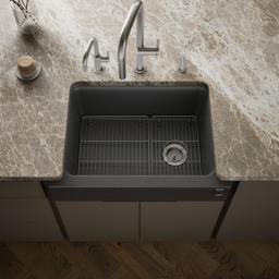 Kohler Cairn 29-3/4'' undermount single-bowl farmhouse kitchen sink with short apron - Matte Graphite - image 2