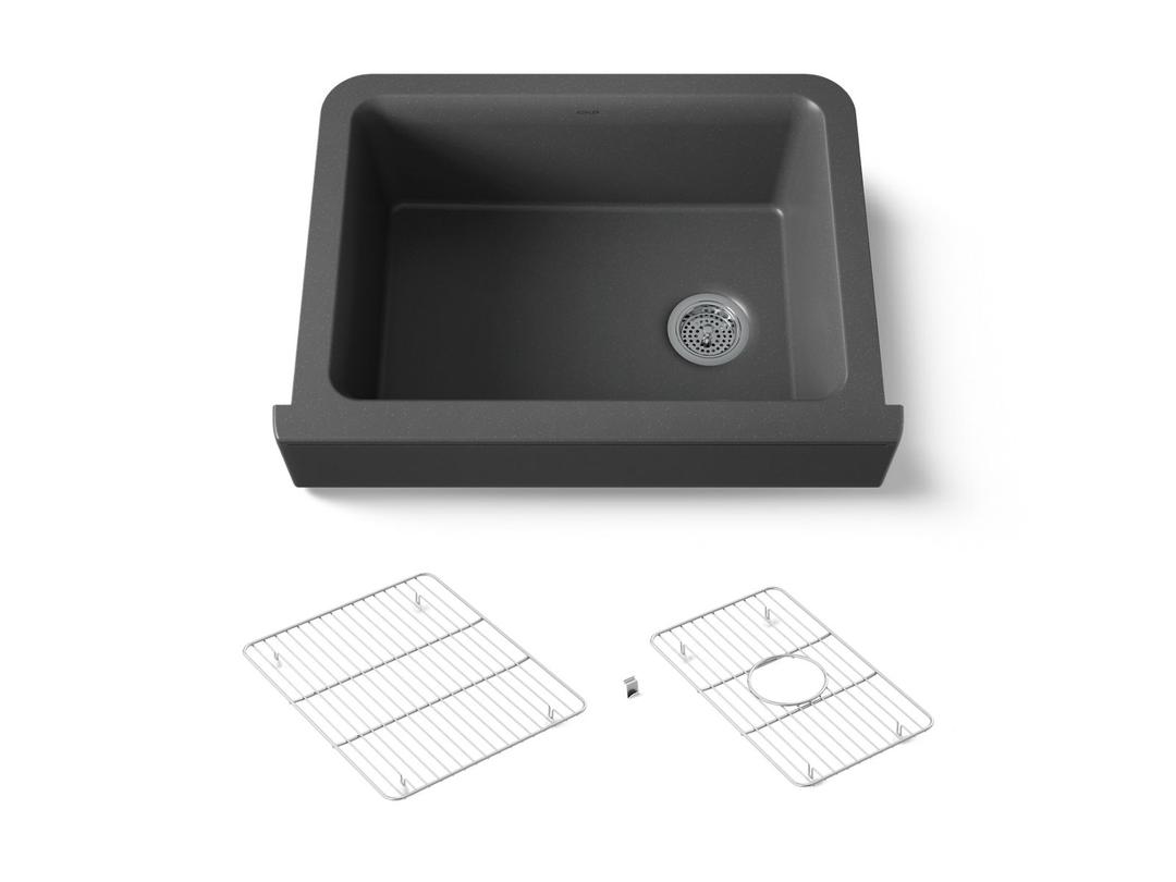 Kohler Cairn 29-3/4'' undermount single-bowl farmhouse kitchen sink with short apron - Matte Graphite by Kohler