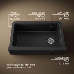 Kohler Cairn 34'' undermount single-bowl farmhouse kitchen sink - Matte Black - image 3