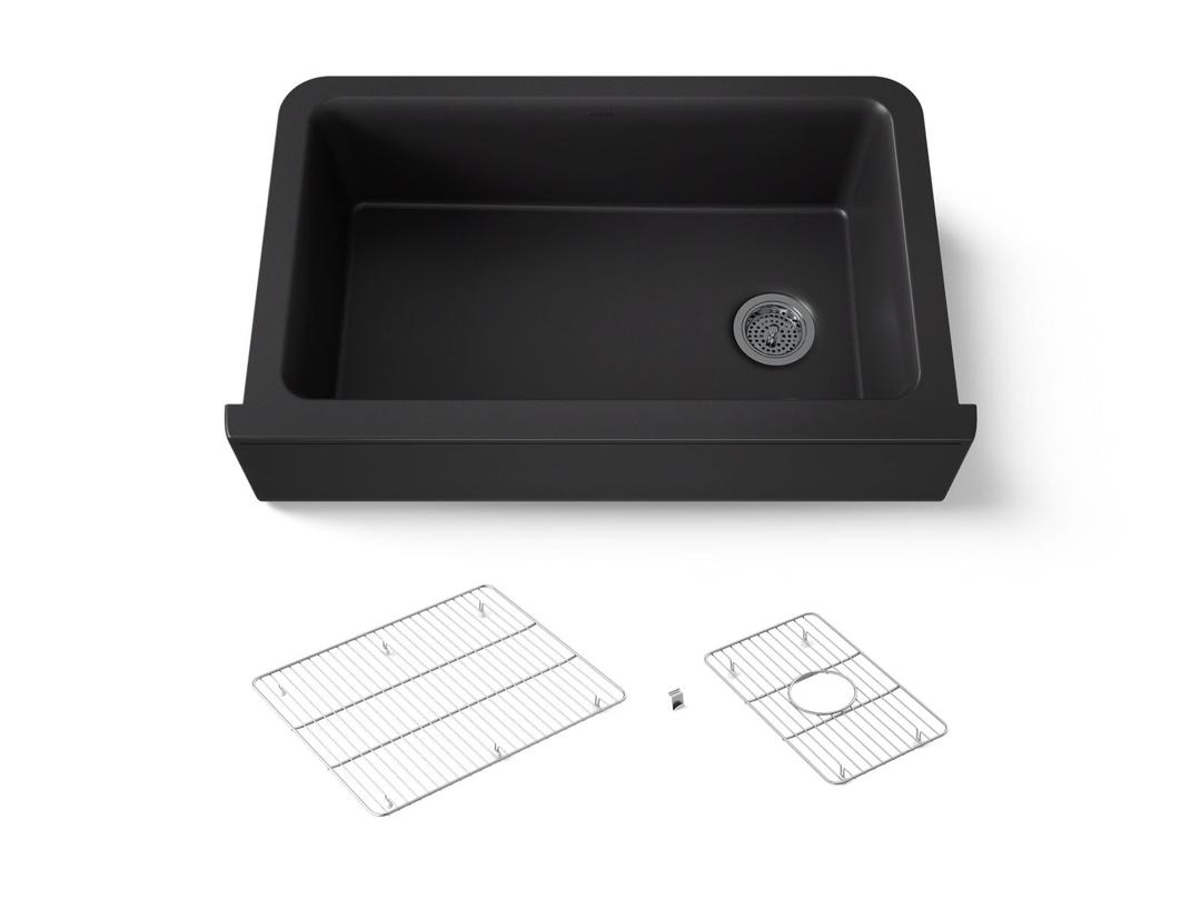 Kohler Cairn 34'' undermount single-bowl farmhouse kitchen sink - Matte Black by Kohler