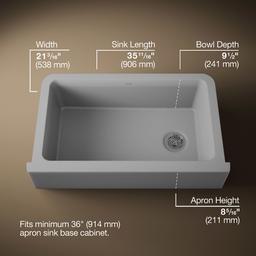 Kohler Cairn 34'' undermount single-bowl farmhouse kitchen sink - Matte Grey - image 3