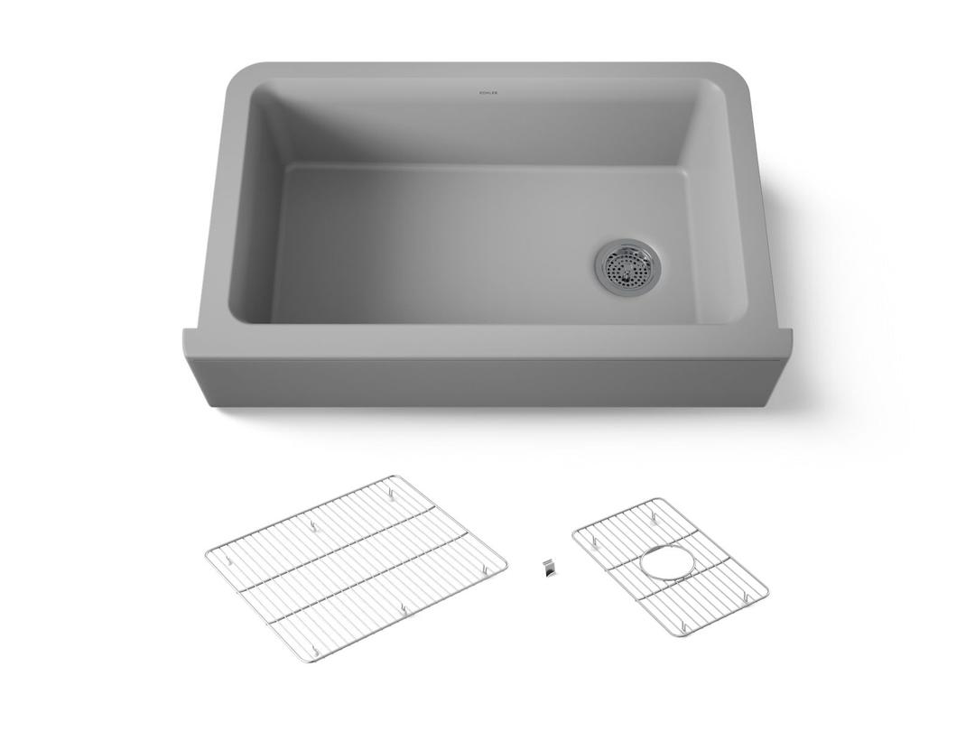 Kohler Cairn 34'' undermount single-bowl farmhouse kitchen sink - Matte Grey by Kohler