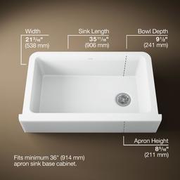 Kohler Cairn 34'' undermount single-bowl farmhouse kitchen sink - Matte White - image 3