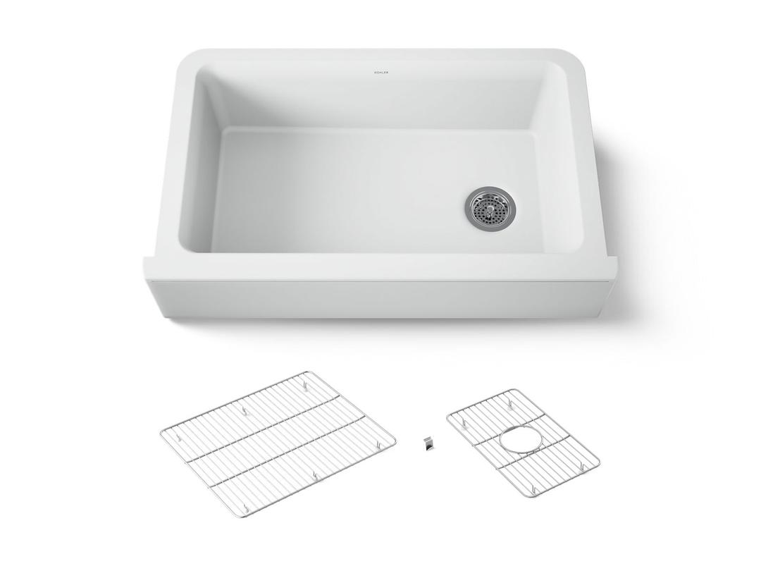 Kohler Cairn 34'' undermount single-bowl farmhouse kitchen sink - Matte White by Kohler