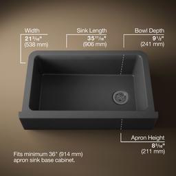 Kohler Cairn 34'' undermount single-bowl farmhouse kitchen sink - Matte Graphite - image 3