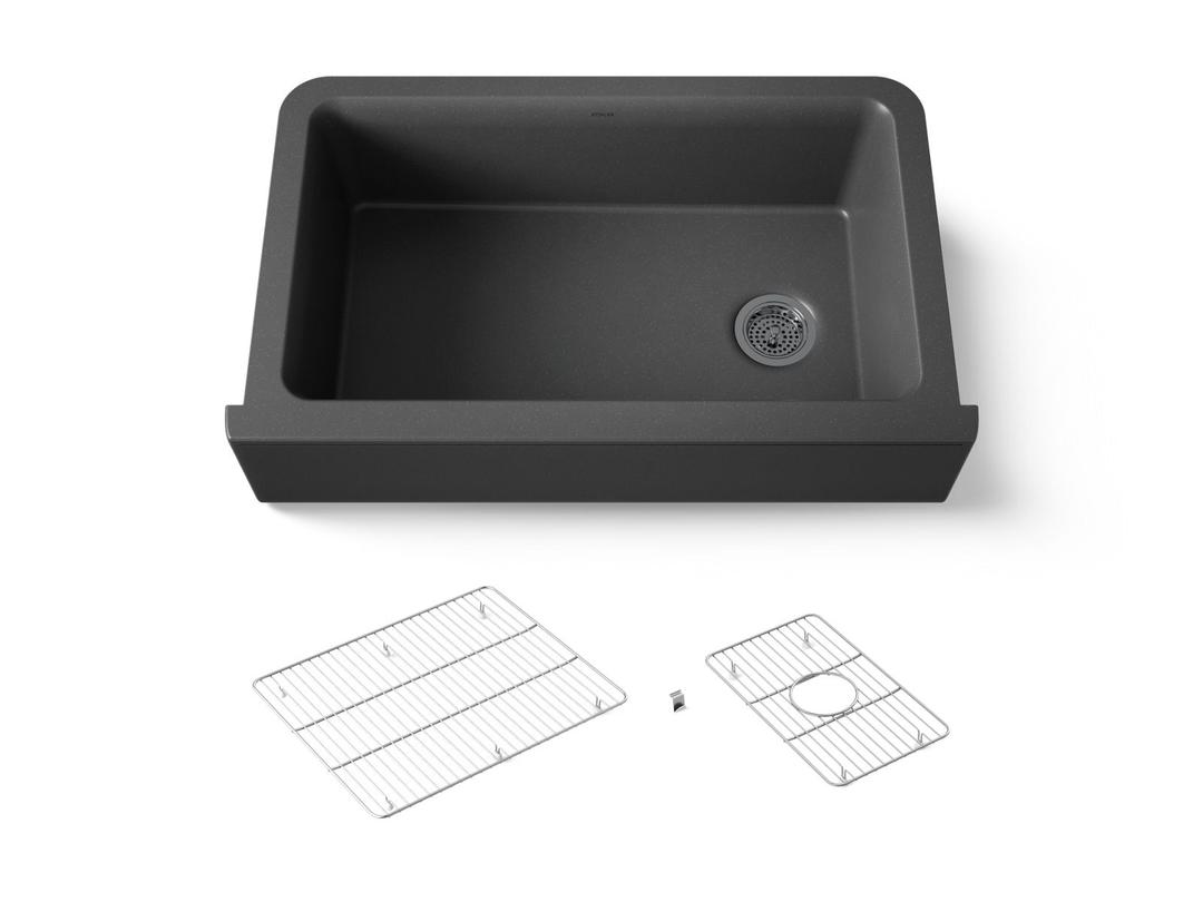 Kohler Cairn 34'' undermount single-bowl farmhouse kitchen sink - Matte Graphite by Kohler