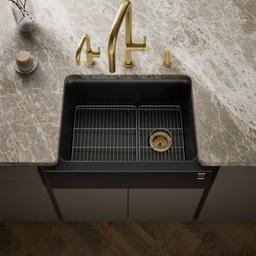 Kohler Cairn 29-11/16'' undermount single-bowl farmhouse kitchen sink - Matte Black - image 2