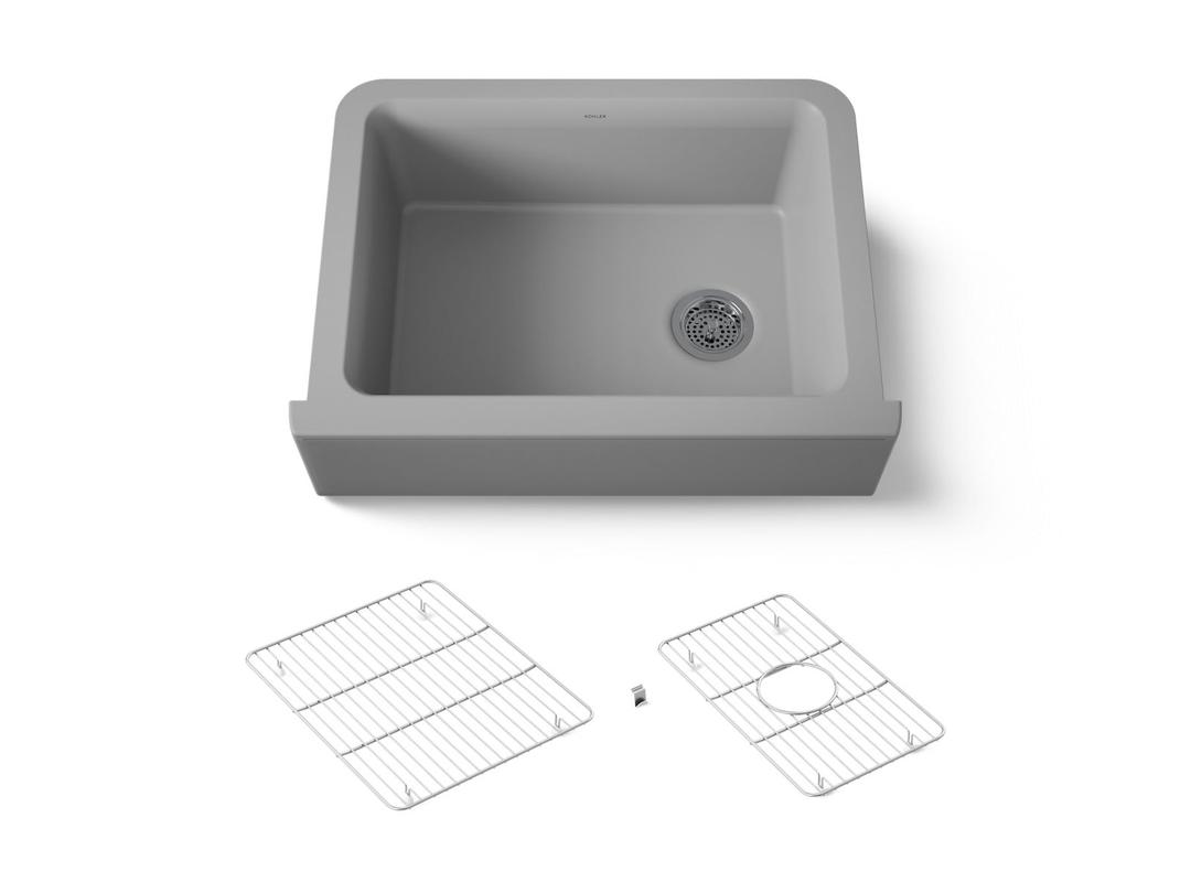 Kohler Cairn 29-11/16'' undermount single-bowl farmhouse kitchen sink - Matte Grey by Kohler