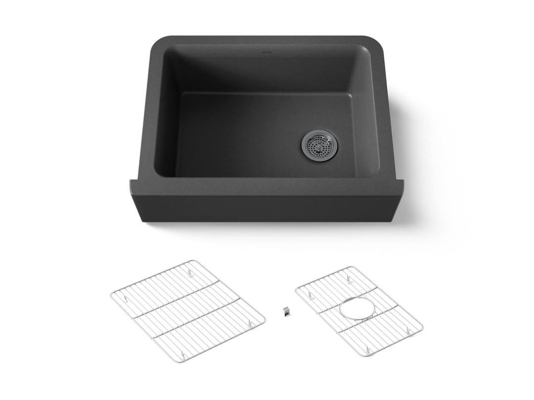 Kohler Cairn 29-11/16'' undermount single-bowl farmhouse kitchen sink - Matte Graphite by Kohler