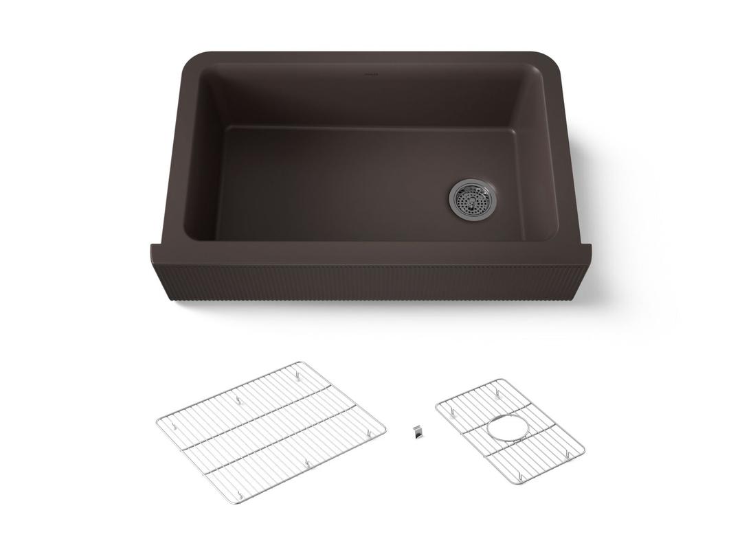 Cairn 34'' undermount single-bowl farmhouse kitchen sink with fluted design by Kohler