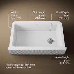 Cairn 34'' undermount single-bowl farmhouse kitchen sink with fluted design - image 3