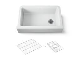Cairn 34'' undermount single-bowl farmhouse kitchen sink with fluted design - image 1