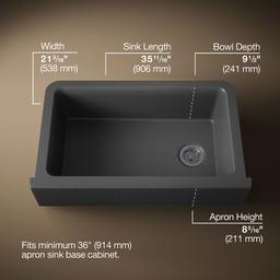 Cairn 34'' undermount single-bowl farmhouse kitchen sink with fluted design - image 3