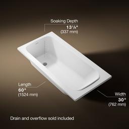 AvecE 60'' x 30'' drop-in bath - White - image 3