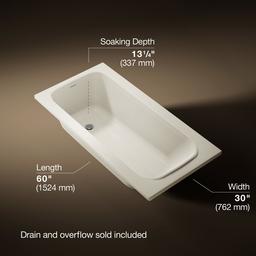 AvecE 60'' x 30'' drop-in bath - Biscuit - image 3