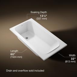 AvecE 60'' x 32'' drop-in bath - White - image 3