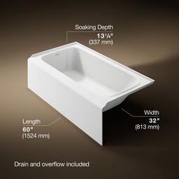 AvecE 60'' x 32'' alcove bath, left drain - White - image 3