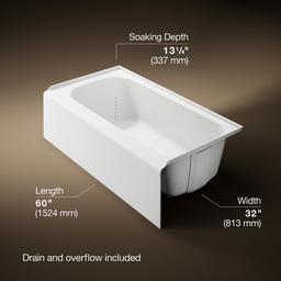 AvecE 60'' x 32'' alcove bath, right drain - White - image 3