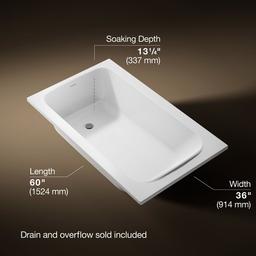 AvecE 60'' x 36'' drop-in bath - White - image 3
