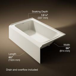 AvecE 60'' x 36'' alcove bath, left drain - Biscuit - image 3