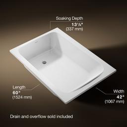 AvecE 60'' x 42'' drop-in bath - White - image 3
