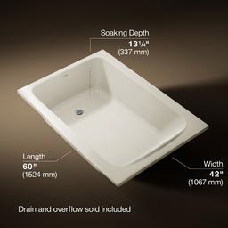 AvecE 60'' x 42'' drop-in bath - Biscuit - image 3