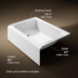 AvecE 60'' x 42'' alcove bath, left drain - White - image 3